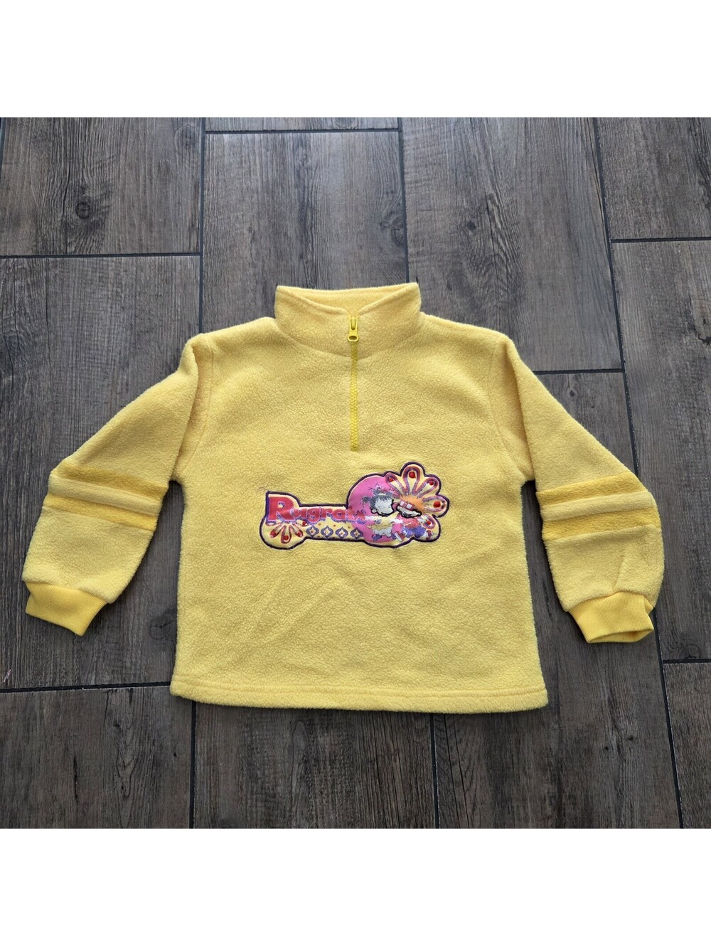 Vintage Viacom Rugrats Fleece Pullover Sweater 4T Size Kids - 2000 - Yellow Rare